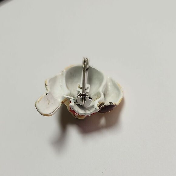 RARE Vintage Dog Brooch with Red Collar - Picture 3 of 4